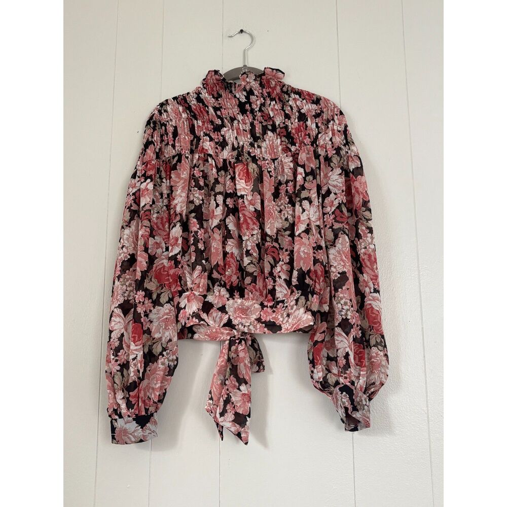 Bardot Remi Floral Blouse Womens Pink Gardenia NWT US 6/S